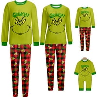 Grinch Božićna porodica Podudaranje pidžama Set Grinch Print Dugi rukavi + hlače Xmas Noćna odjeća za