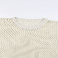 Zimski pad džempera za žene Ženske pletene Klit Top dugih rukava u šupljim vrpcima Crewneck džemper