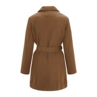 SNGXGN Ženski dvostruki dugi kaput Klasični kaput od kaputa sa kaputima za žene, kaki, veličine l
