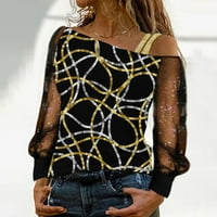 Ženske majice prevelike retro tiskane od ramena dugih rukava Top modne hladne mrežne bluze za oblikovane