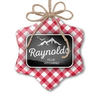 Božićni ukrasi planine Chalkboard RayNolds Peak - Wyoming Red Plaid Neonblond