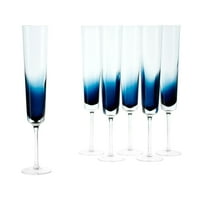Plava ruža Poljska grttery Blue infuzirana flauta šampanjca - set od 6