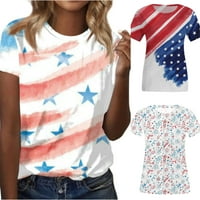 Bluze sksloeeeeeeg za žene Dressy casual plus veličina Američka zastava tiskane majice kratkih rukava