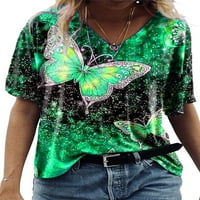Ženska VRET leptir cvjetni majica kratkih rukava s kratkim rukavima bluza na vrhu