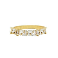 CT Moissite Semi vječni prsten za žene, baguette i okrugli moissitni prsten u zlatu, 14k žuto zlato, SAD 7.50