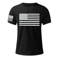 QOLATI 4. jula majica kratkih rukava za muškarce Američka zastava Ispis Crewneck bluza Ležerne prilike