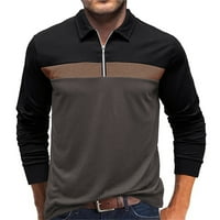 Cleariance Muška košulja s dugim rukavima kontrastna boja Tanak patent zatvarač Stolni vrat Casual Sports