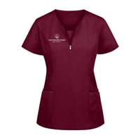 Ženski ljetni vrhovi Čvrsti boju kratkih rukava V-izrez za radne uniforme džepne vrhove bluza XL