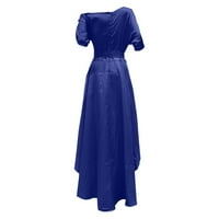 Ljetne haljine za žene Dužina gležnja A-line kratkih rukava modni schoop vrat s pune haljine plavi xl
