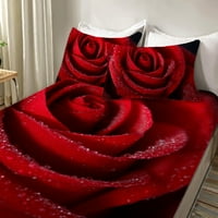 3D crvena ruža tiskana kućna tekstil visokokvalitetna posteljina djevojka djevojka ugrađena limom sa