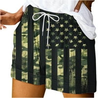 Aoksee Ženske kratke hlače Ležerne prilike za neovisnost Američka zastava Široka noga labava kratke