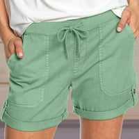 Finelylove ženske atletske kratke hlače sa džepovima juniori šorc visokog struka Postajanje sa čvrstog zelenog XL
