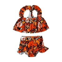 Ljetne djevojke Bowknot Orange Listovi ispisani rufffes dva kupaće kostim kupaći kostim bikini djevojke