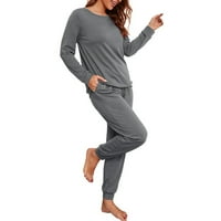 Outfmvch Womens Pijama setovi ženske pidžame set s dugim rukavima za spavanje za spavanje, noćni setovi s džepovima donje rublje za žene