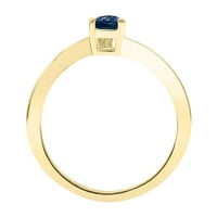 Ženski solitaire kruška u obliku safira valaste prsten u 10k žuto zlato
