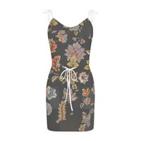 Clearsance Ljetne haljine za žene tiskane mini bez rukava Ležerne s rukavima s kratkim dijelom smeđu