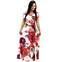 Ženske casual haljine Maxi Fashion izdubljeni cvjetni ispis s kratkim rukavima