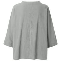 Žene udobne elegantne košulje za klirens za klirens Vintage Odjeća Trendy Work Modni V-izrez maslačak grafički vrhovi Dressy Patchy Lien Bluza Ležerne prilike