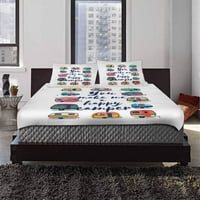 Posteljina set sretan kamper bijeli prekrivač veličine dvostruke veličine sa jastukom za ukrašavanje sobe za kućnu posteljinu