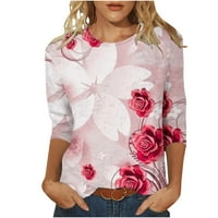 Majice za dugih rukava za žene za čišćenje Ženska modna tiskana labava majica rukava bluza Okrugli vrat