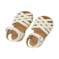 GOMELLY GODING ravne sandale Strappy ljetna cipela za cipele sandala mekani jedini stanovi dječje djevojke cipele bijele 11.5c