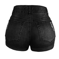 Velika kratke hlače traper trendi istezanja pantalone struk žene curling hlače crne xl