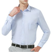 Muške poslovne majice labave gumb s dugim rukavima na dugim rukavima niz remel ovratnik majice Ležerne