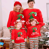Crvena božićna pidžama za obitelj - Porodični božićni PJS podudarni setovi