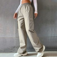 Eguiwyn ženske teretne hlače Žene visoko struk elastične labave hlače za ravne ravne ravne noge