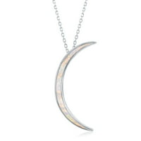 Ijewelry sterling srebrni tanki bijeli otvor Opal Dizajner Crescent Mjesec Privjesak ogrlica