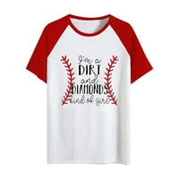 Bejzbol vrhovi za žene tinejdžerske djevojke kratki rukav grafički tee raglan dres Love Ball tiskane ljetne casual majice