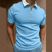 Wofedyo košulje za muškarce Soild patentni zatvarač Top košulja Okrenite bluzu za ovratnik kratke rukave