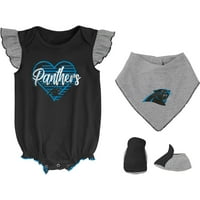 Djevojke novorođen i novorođenčad crna Heather Siva Carolina Panthers Sve Love Bodysuit BIB i čizme