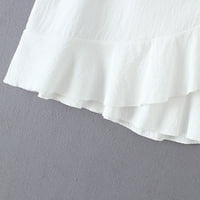 Zhizaihu A line suknja modne žene čvrste ruffles zavoj čipke kratka suknja A-line nagnuta boho suknja bijela l