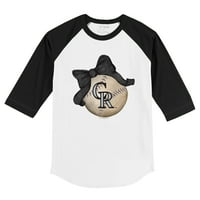 Dojenčad sitni otvor bijeli crni Kolorado Rockies Baseball Bow Raglan rukav majica