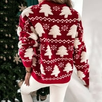 Miayilima Ženski džemperi Pulover pulover Dukseri za žene Ležerne prilike Zimski jesen dugi rukav božićni vrat pleteni džemper crveni m