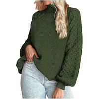 Aherbiu Womens Dukseri dugih rukava Turtleneck Ribble pleteni džemper vrhovi solidne boje Bluza Basic
