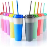 Plastični tumbori sa poklopcima i slamkama 12oz za piće za piće za piće BPA Besplatna hladna kafa