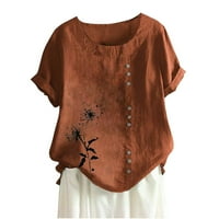 Yyeselk ženski dandelion Specijalni proizvodi Fancy grafički bluza Crewneck Tunic kratki rukav majica