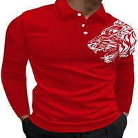 Rejlun MAN Polo majica reverl izrez bluza dugih rukava Ležerna majica Tee Slim Fit Golf majica Style-w