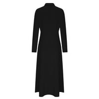 Oalirro Business Casual haljine za žene Ogrlica s rukama Maxi haljina sa džepovima Crna
