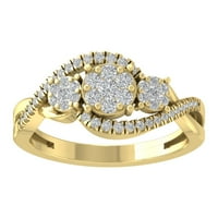 Araiya 14K žuti zlatni dijamantski prsten za dijamantski prsten, veličine 10