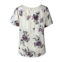 Žene Ljeto Ležerne prilike za tiskane majice-rukav V-izrez bluza Majica White S