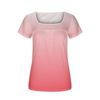 Bluze za ženske V-izrez kvadratne rešetke labave gradijentne boje bijela bluza za žene čišćenje ružičaste