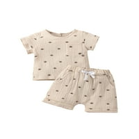 Calsunbaby Newborn Baby Girls Boys Sun Print Outfits Majica kratkih rukava sa džepom + kratke hlače