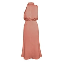 Ljetne haljine za žene bez rukava A-line Dužina gležnja modna ručica ružičasta ružičasta L