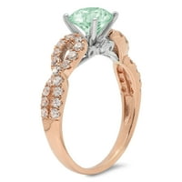 1.36ct okrugli rez zeleni simulirani dijamant 18k ružičasto bijelo zlato Graviranje Izjava bridalne