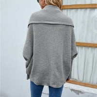 Gibobby Fall džemperi za žene duge otvorene kardigante za ženske ležerne modne guste čvrste boje pletene
