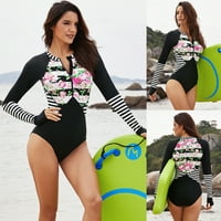 Ženski jednodijelni kupaći kostim Zip Prednji ispisani kupaći kupaći kostimi surfanje dugih rukava kupaći