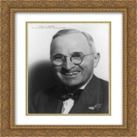 Harry S. Truman, predsjednik Sjedinjenih Država Dvokratni zlatni ukras uokviren umjetnički otisak